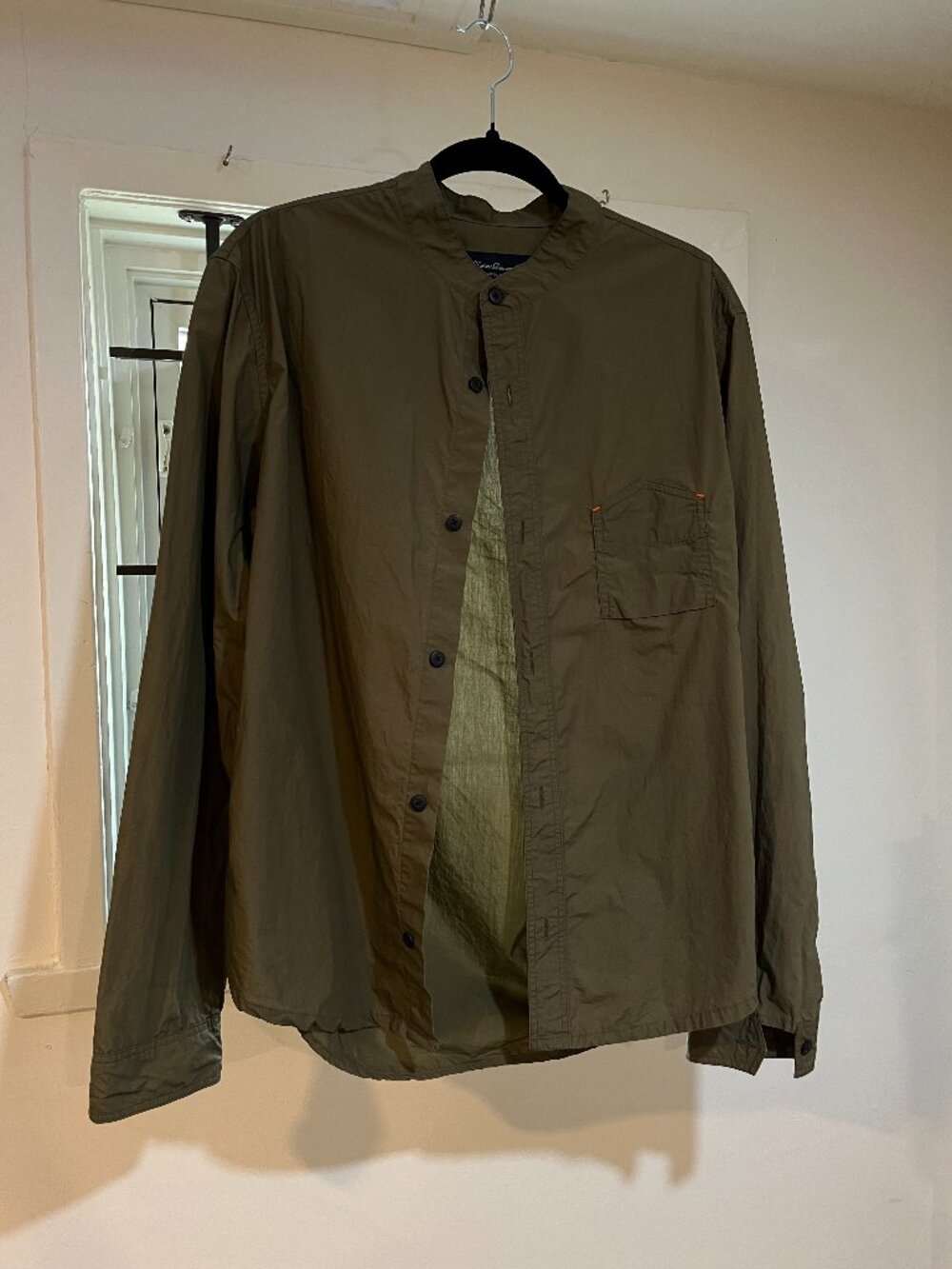 Green Cotton Nehru Collar Cotton Shirt